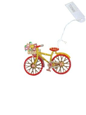 Gemstone Bicycle Brooch with Flower Basket